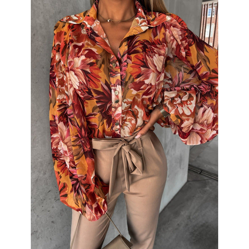 Blouse femmes avec impression florale et manches cloche Chic und Stil