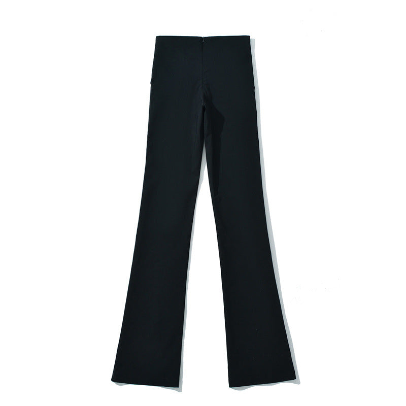 Ladies Elegant High-Waisted Pants with Decorative Belt Chic and Style