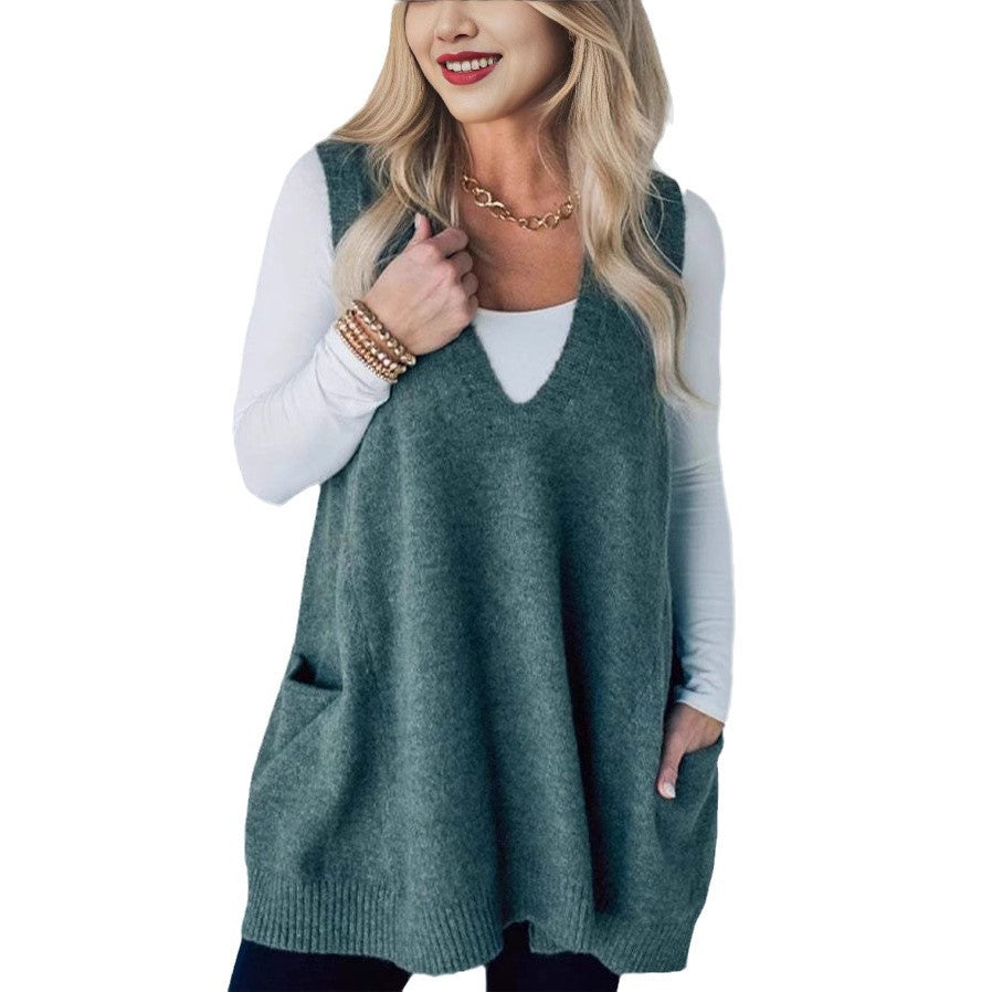 Dames Gilet en tricot confortable avec poches latérales Chic und Stil