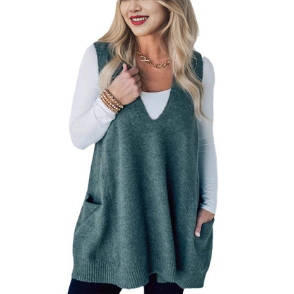 Dames Gilet en tricot confortable avec poches latérales Chic und Stil