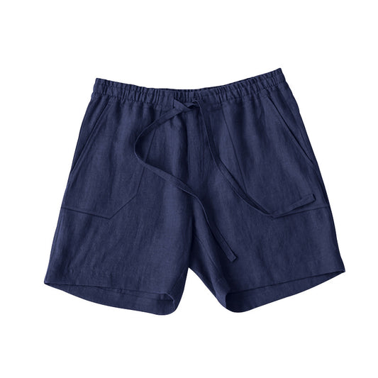 Shorts d'été en lin pour femmes avec taille élastique et poches pratiques Chic und Stil