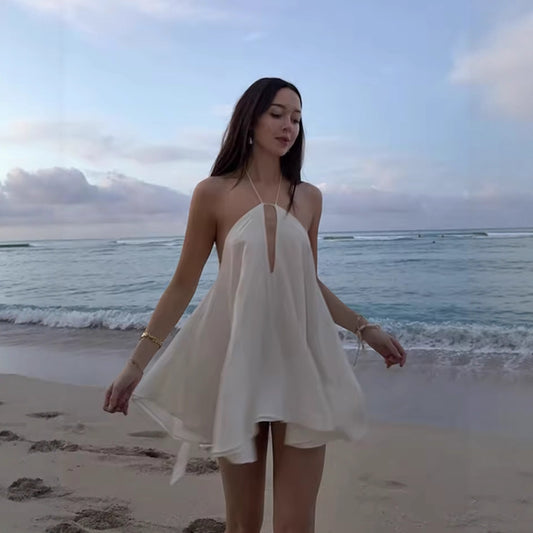 Robe en chiffon légère pour dames avec décolleté en V profond et bretelles ajustables Chic und Stil