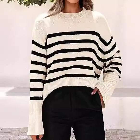 Dames Pull rayé décontracté à coupe ample Chic und Stil