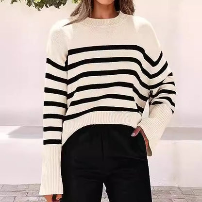 Dames Pull rayé décontracté à coupe ample Chic und Stil