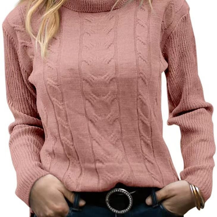 Pull en tricot pour femmes avec col montant et motif en relief à tresses Chic und Stil