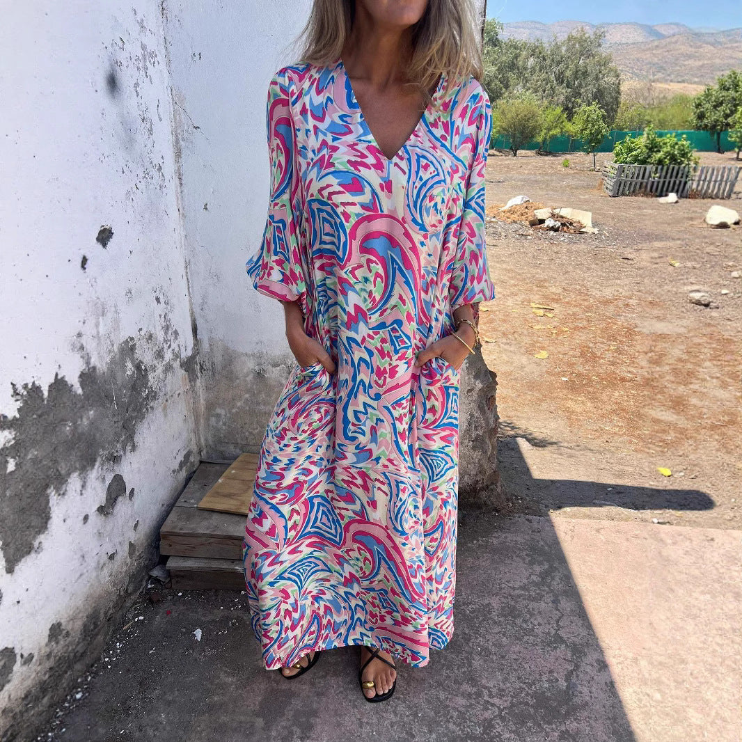 Robe Maxi Imprimée Vibrante Femme Chic und Stil