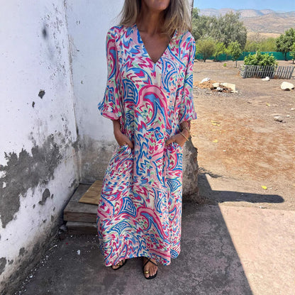 Robe Maxi Imprimée Vibrante Femme Chic und Stil