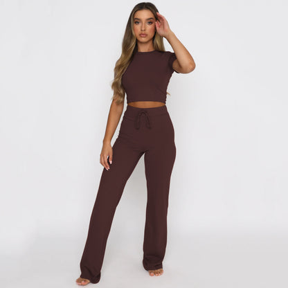 Chic and Stylish Women’s Crop Top and Flared Pants Set