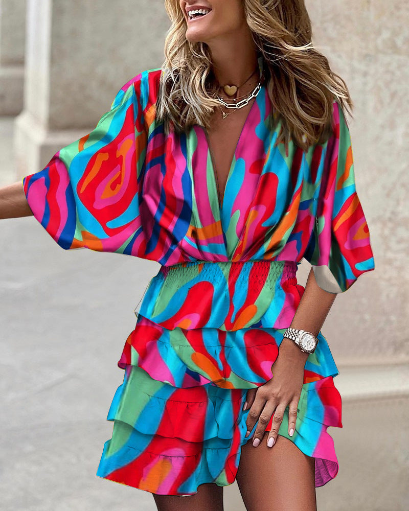 Robe tunique aérienne pour dames avec des éléments de volants romantiques et une taille élastique Chic und Stil