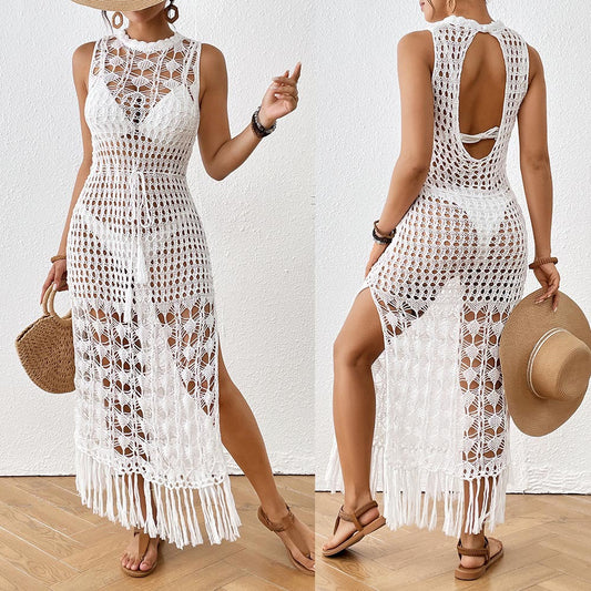Robe maxi à franges en crochet pour dames Chic und Stil
