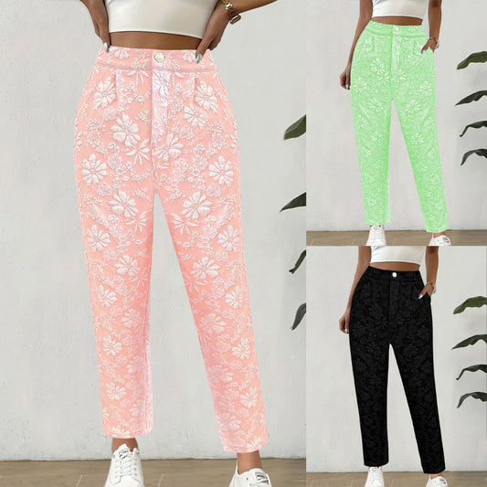 Pantalon à fleurs pour dames au style décontracté élégant Chic und Stil