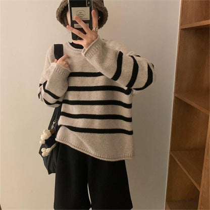 Femmes Pull rayé décontracté en matériau doux Chic und Stil
