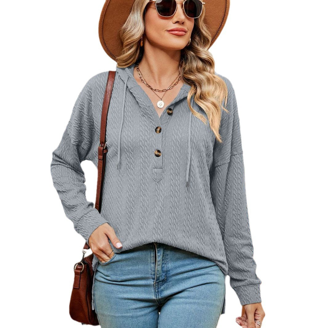 Pull women décontracté avec détails de boutons et capuche Chic und Stil