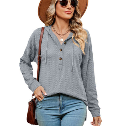 Pull women décontracté avec détails de boutons et capuche Chic und Stil