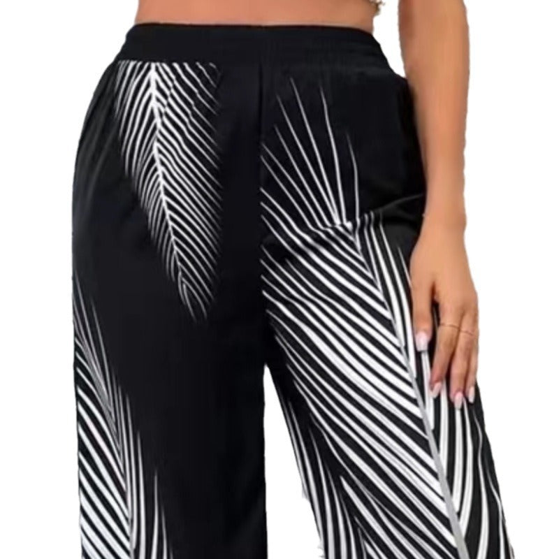 Elegant and lightweight palazzo pants for women with palm tree pattern Chic and Style
