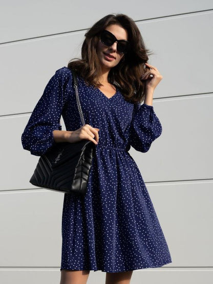 Robe décontractée pour femmes avec décolleté en V et manches bouffantes Chic und Stil