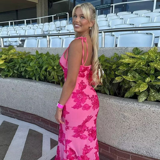 Robe maxi femme avec motif floral en dentelle et bretelles réglables Chic und Stil