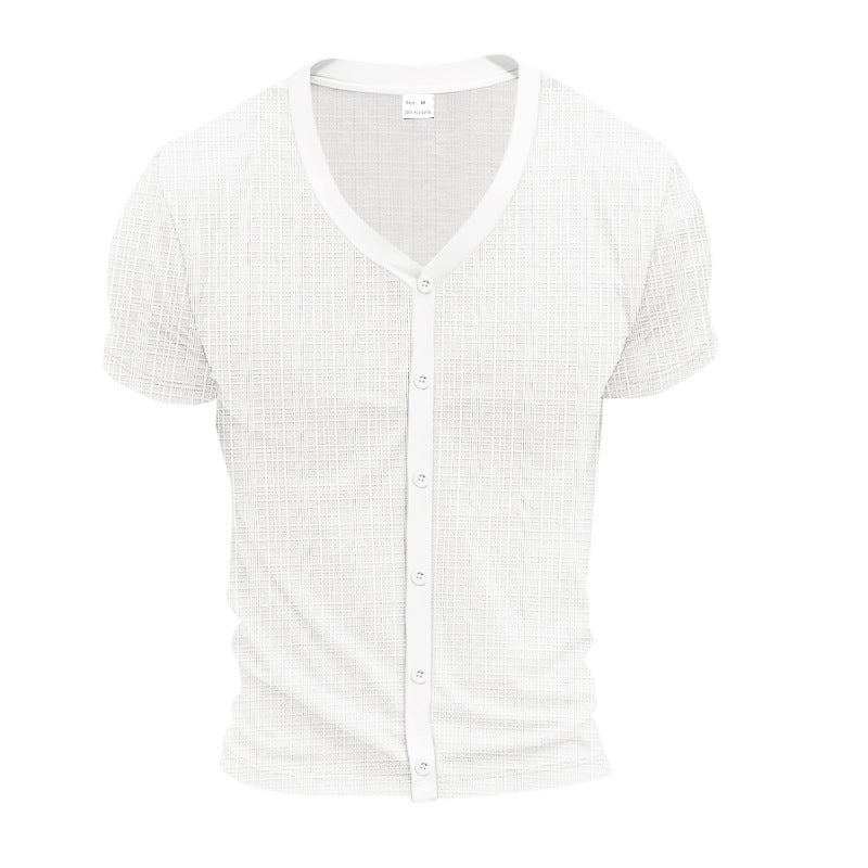 Chemise courte à manches courtes décontractée pour hommes avec patte de boutonnage et design texturé Chic und Stil