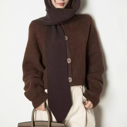 Dames cardigan confortable avec de gros boutons et un col montant Chic und Stil