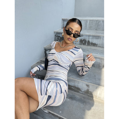 Robe Bodycon à imprimé abstrait pour femmes Chic und Stil