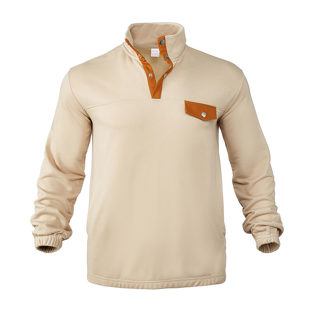 Men's fleece pullover with modern high collar and applied chest pocket Chic und Stil
