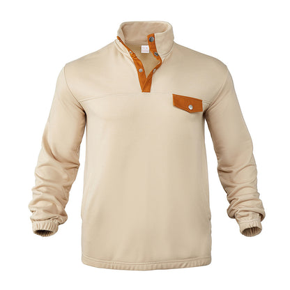 Men's fleece pullover with modern high collar and applied chest pocket Chic und Stil