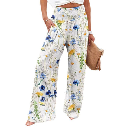 Chic and Style Floral Print Palazzo Pants for Women with Elastic Waistband