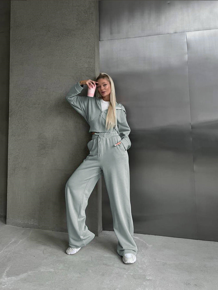 Chic Crop Top and Wide Lounge Pants Set for Women
