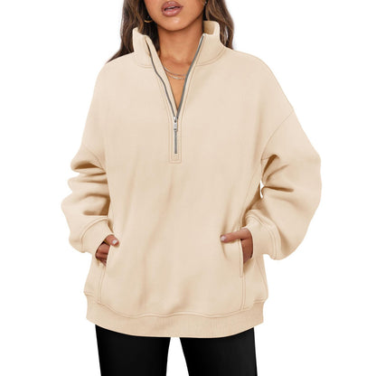Fleece pullover for women with high collar Chic and Style