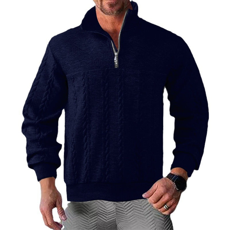 Pull-over zip pour homme avec design texturé Chic und Stil