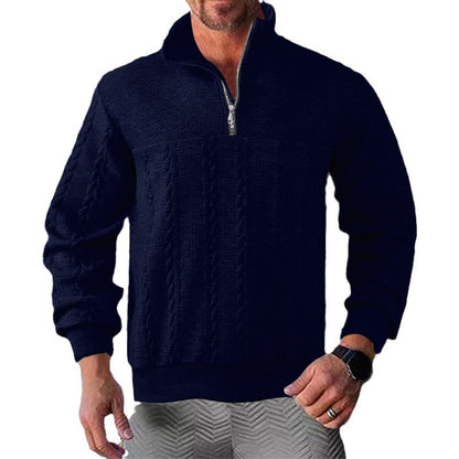 Pull-over zip pour homme avec design texturé Chic und Stil