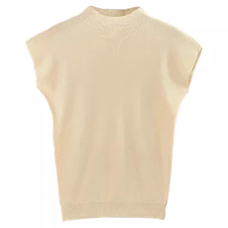 Dames élégant t-shirt à manches courtes avec col montant et coupe près du corps Chic und Stil