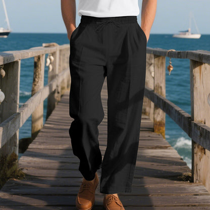Pantalon d'été décontracté pour hommes avec taille élastique et poches latérales pratiques Chic und Stil