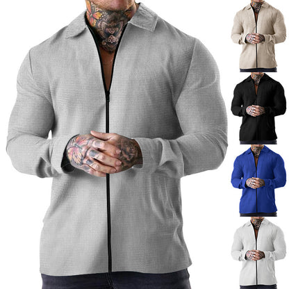 Chemise à manches longues pour hommes avec fermeture éclair et matériau structuré Chic und Stil