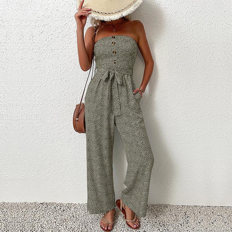 combinaison sans manche pour femmes à jambes larges avec détails de boutons Chic und Stil