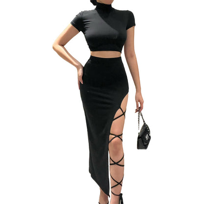 Robe midi pour femmes avec fente haute et détails découpés Chic und Stil