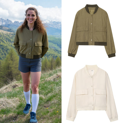 Chic and Style cropped Utility jacket for women with practical pockets