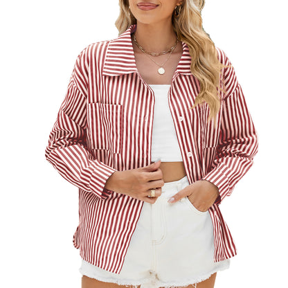 Chemisier oversized rayé pour femmes avec poches pratiques et coupe tendance Chic und Stil