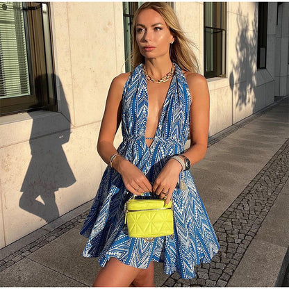 Robe mini évasée à col halter pour femmes Chic und Stil
