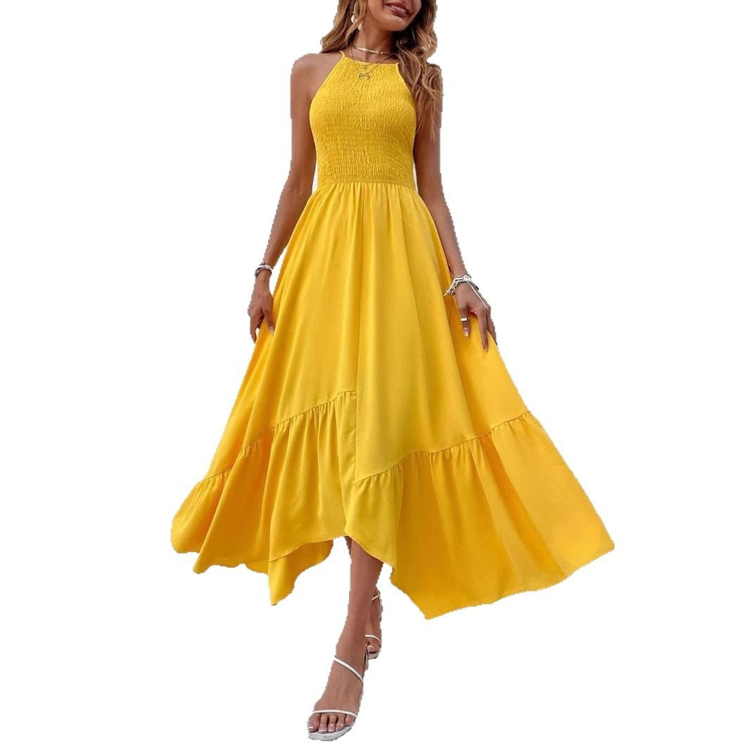 Dames Haut-Bas Dos Nu Robe Chic und Stil