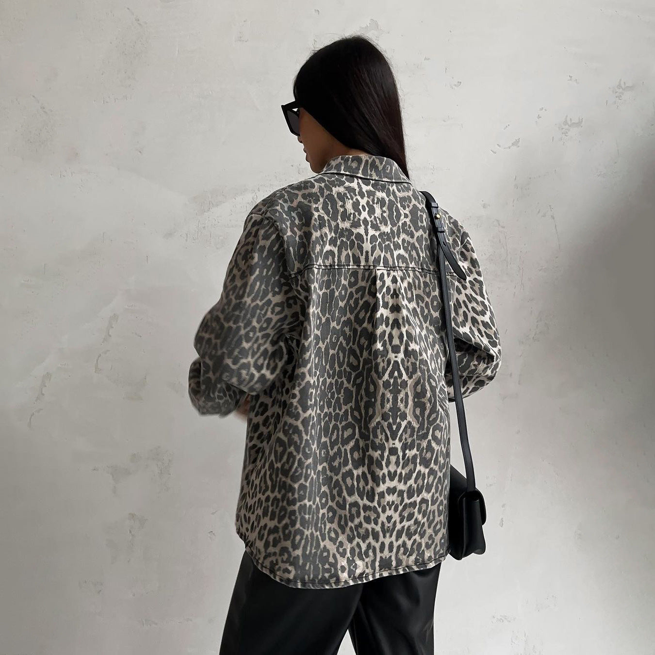 Oversized denim jacket for women with animal print Chic and Style