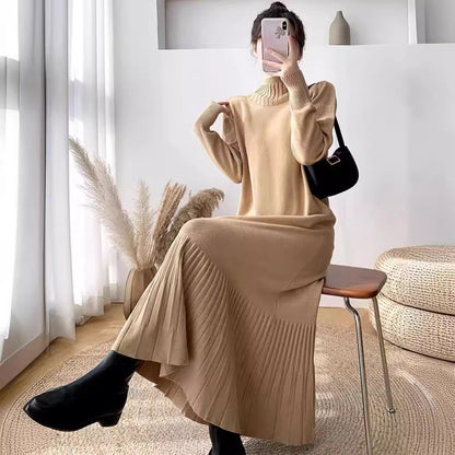 Robe en tricot pour femmes avec structure côtelée et ceinture à la taille Chic und Stil