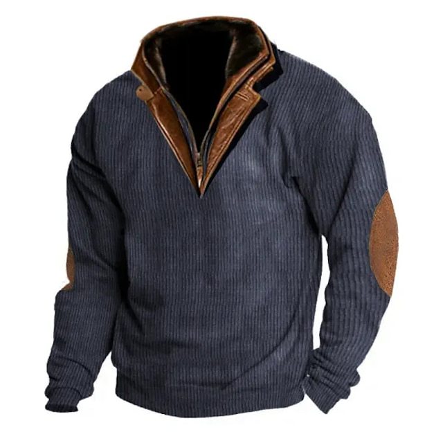 Pull en tricot pour hommes avec détails en cuir et col haut Chic und Stil