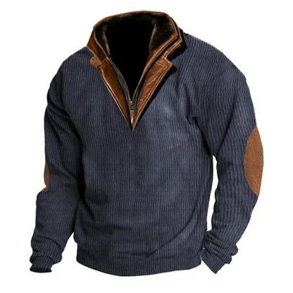 Pull en tricot pour hommes avec détails en cuir et col haut Chic und Stil