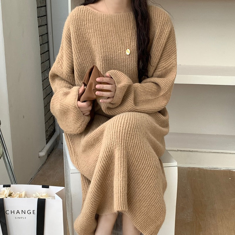 Robe en tricot longue pour femmes avec coupe ample et fine structure côtelée Chic und Stil
