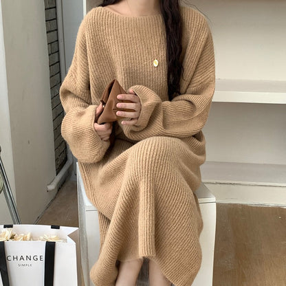 Robe en tricot longue pour femmes avec coupe ample et fine structure côtelée Chic und Stil
