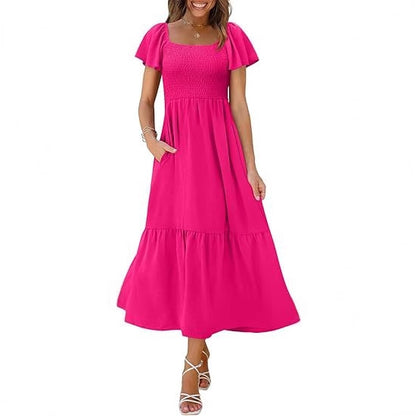 Robe maxi femme avec bretelles fines et volants volumineux Chic und Stil