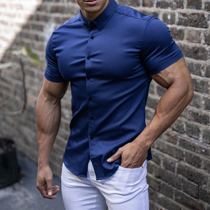 Chemise courte à manches courtes ajustée pour hommes Chic und Stil