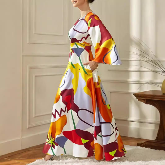 Dames magnifique robe maxi avec motifs abstraits modernes Chic und Stil