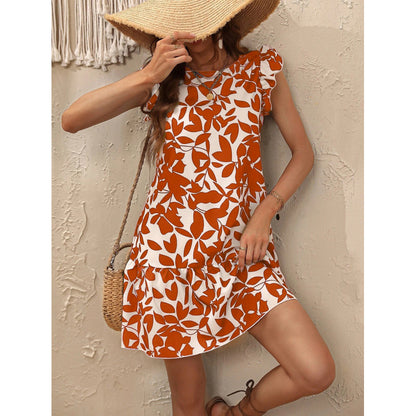 Robes d'été Chic und Stil à volants à manches froncées pour dames